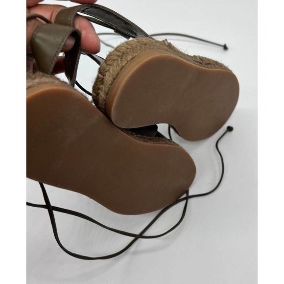 Treasure & Bond Womens 5.5 M Bradd Green Leather Ankle Wrap Espadrille Sandals - Picture 7 of 9